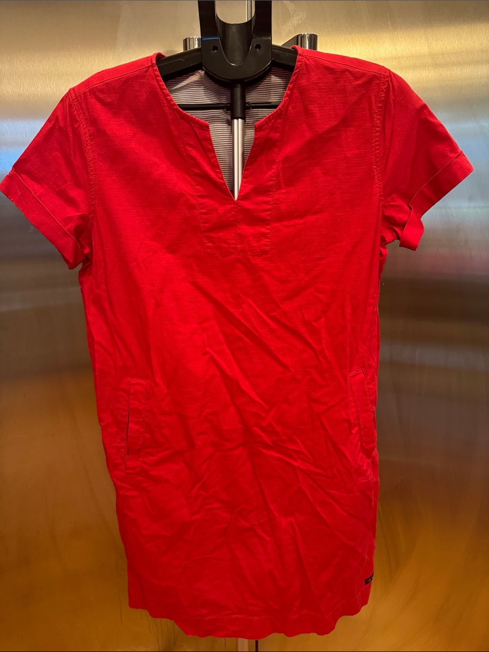 Bright Red V-Neck Tunic Top